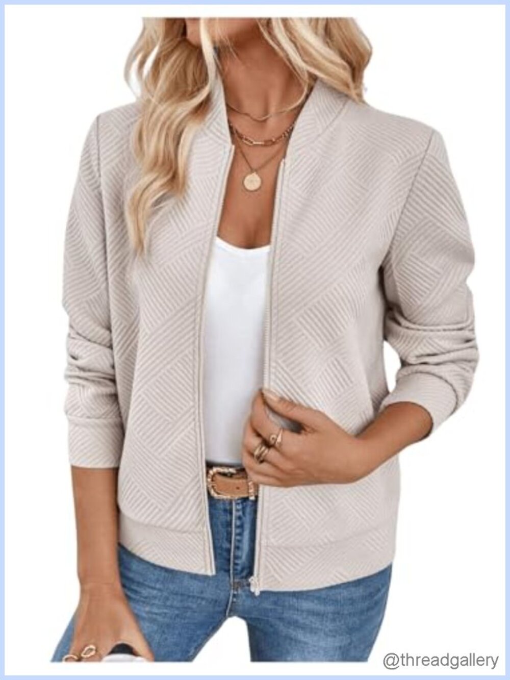 Women's Zip Up Bomber Jacket Lightweight Casual Coat Spring Fall